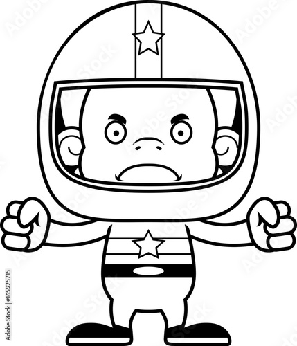 Cartoon Angry Race Car Driver Orangutan