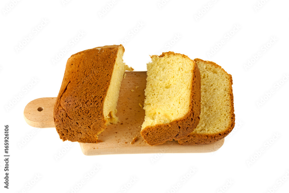 Bread from a breadmaker on a white background Bread from a breadmaker on a white background