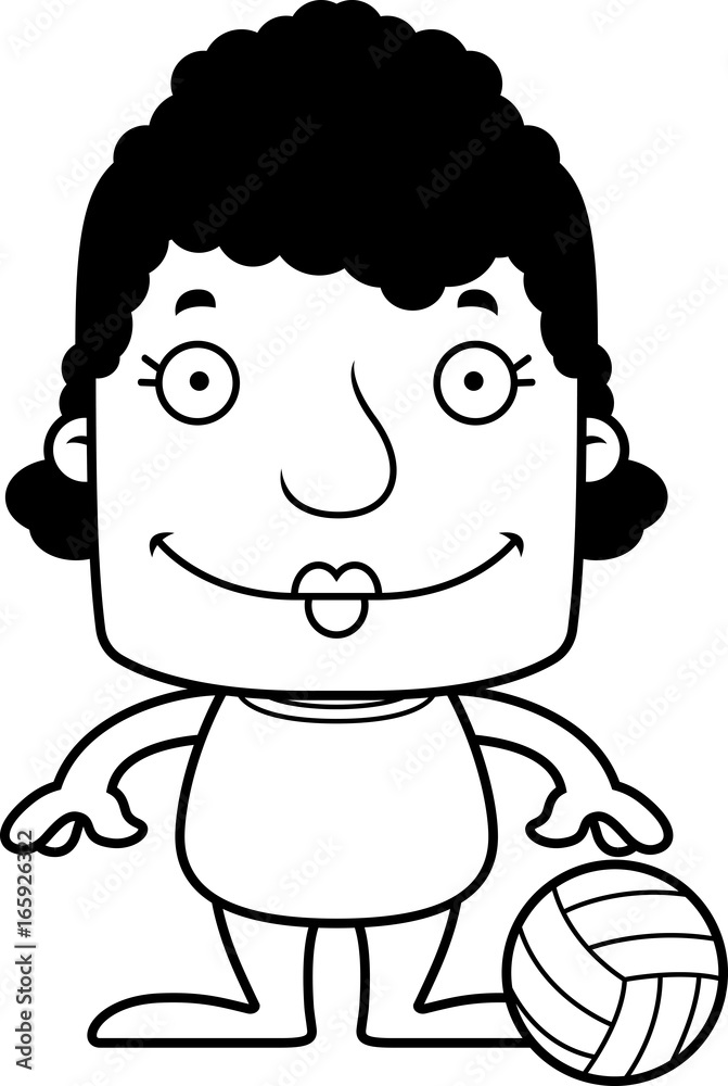 Cartoon Smiling Beach Volleyball Player Woman