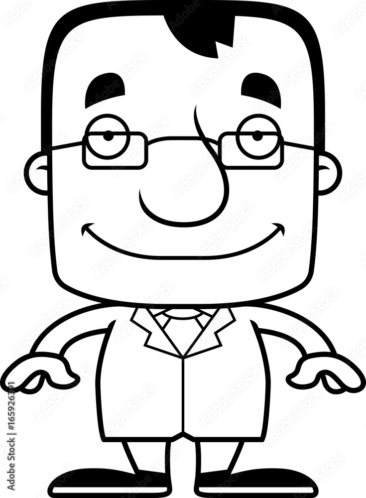 Cartoon Smiling Scientist Man