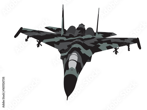 Camouflaged aircraft. Vector silhouette