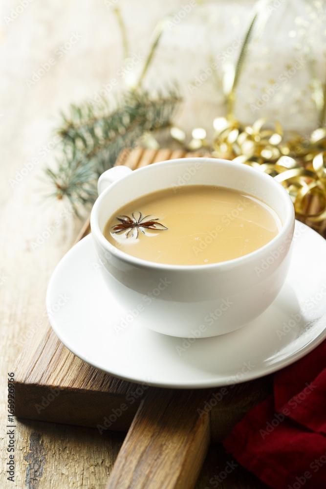 Homemade tea with milk or chai latte Homemade tea with milk or chai latte