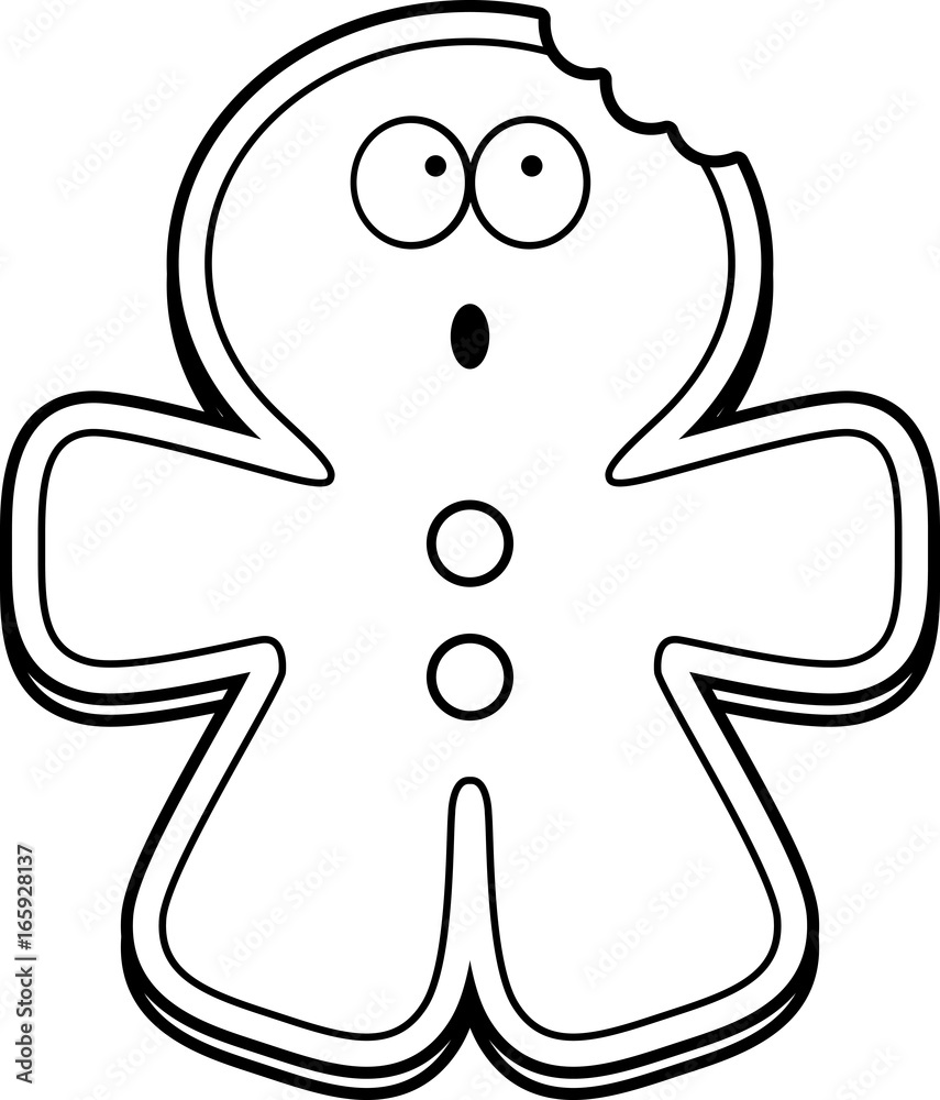 Fototapeta premium Cartoon Gingerbread Man Bite