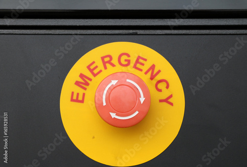 The emergency button of Gas dispenser in the gas station. Use the press to alert when an emergency. photo