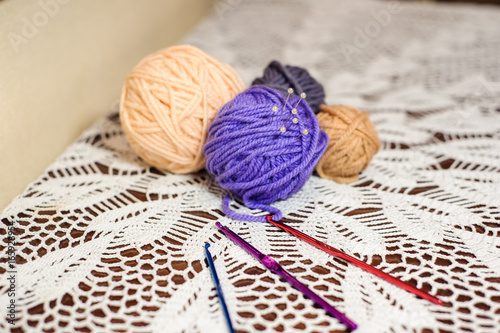 knitting wool and knitting needles, knitting equipment