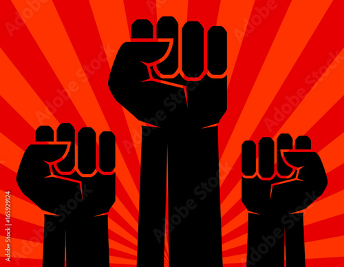 Protest, rebel vector revolution art poster for freedom, illustration of banner with human hand. Vector illustration