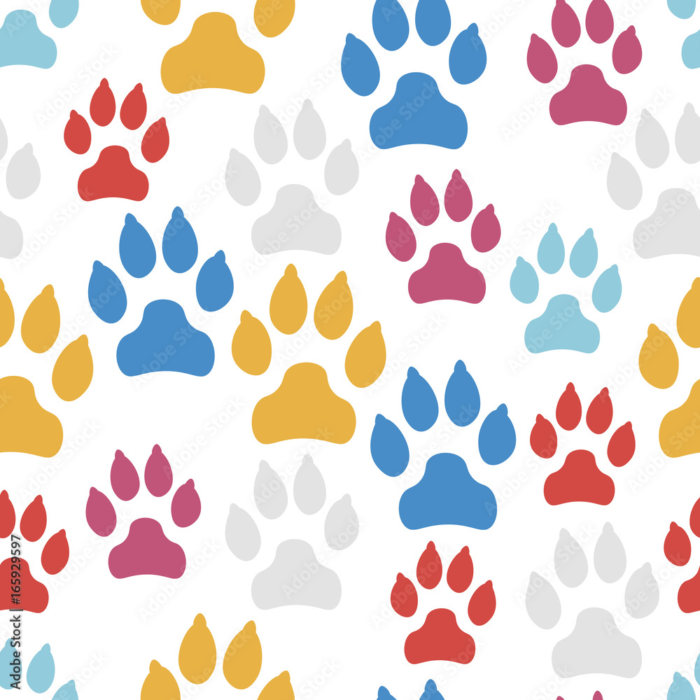 Dog track seamless pattern isolated on white background. Vector illustration. Dog track seamless pattern isolated on white background. Vector illustration.
