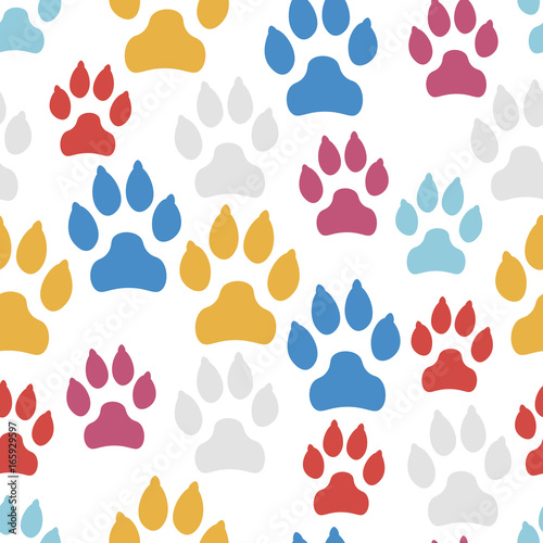 Dog track seamless pattern isolated on white background. Vector illustration.