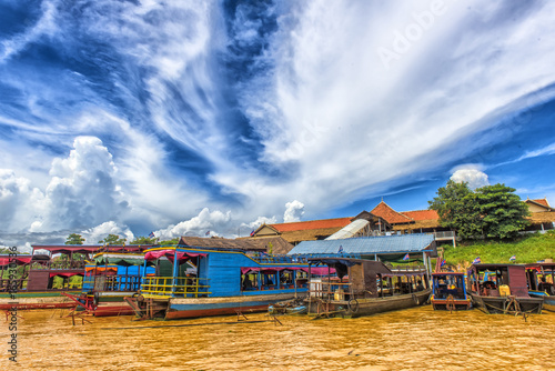 LAKE TONLE SAP, COMBODIA - Chong Knies Village, Tonle Sap Lake, the largest freshwater lake in Southeast Asia photo