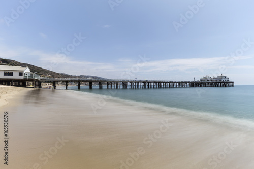 Malibu Pier Beach with Motion Blur Pacific Water © trekandphoto
