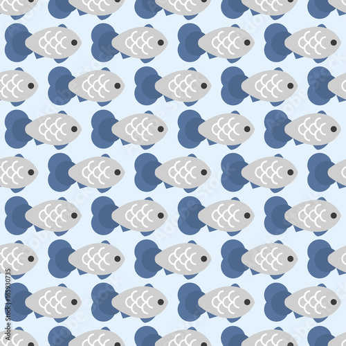 Exotic tropical fish race seamless pattern underwater ocean species aquatic strain nature flat vector illustration.