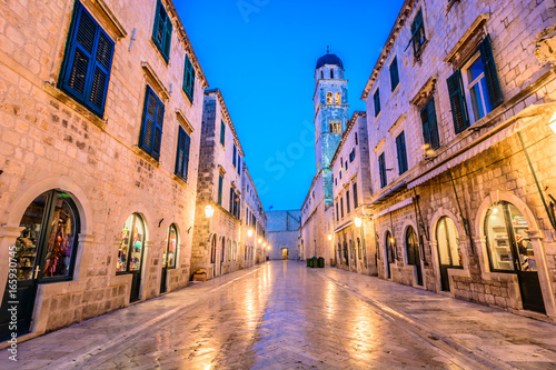 Old town Dubrovnik street. / Old historic architecture in old town Dubrovnik, famous cultural and tourist destination in Croatia, Europe.
