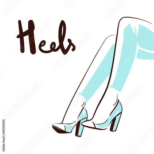 Beautiful woman wearing high heel shoes.
