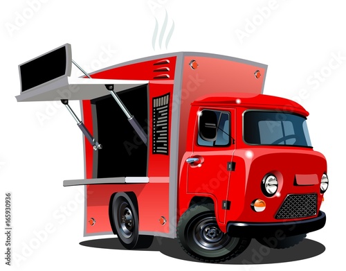 Cartoon food truck isolated on white background. Available EPS-10 vector format separated by groups and layers for easy edit