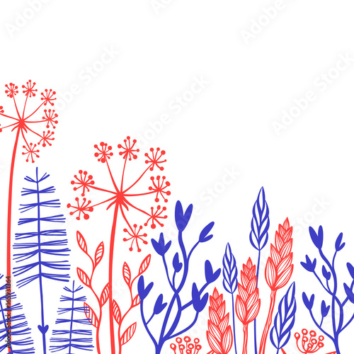 Rustic decorative plants and flowers collection. Hand drawn vintage vector de...
