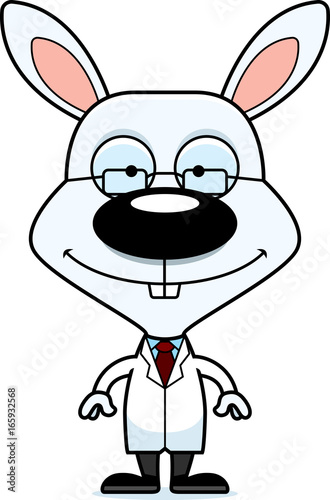 Cartoon Smiling Scientist Bunny