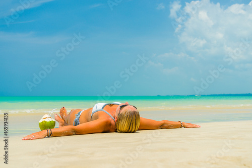 Woman on a beautiful beach