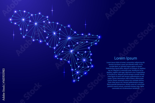 Abkhazia map of polygonal mosaic lines network, rays and space stars of vector illustration.