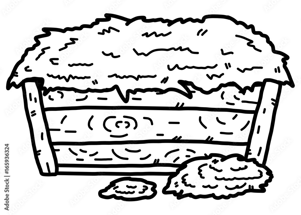 animal feed hay / cartoon vector and illustration, black and white, hand drawn, sketch style, isolated on white background.