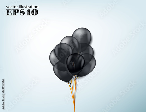 set of black colorful realistic balloons for celebration
