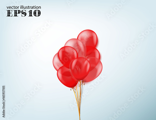 set of red colorful realistic balloons for celebration
