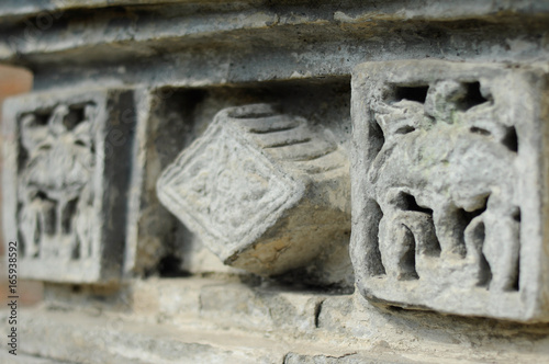 Stone work design and detail at Old Masjid Besar Mataram Kotagede, Jogjakarta Indonesia. According to history, the mosque was build on 1575.  photo