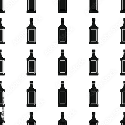 Wine bottles seamless pattern vector illustration background. Black silhouette alcohol stylish texture. Repeating Bottles seamless pattern background for alcohol design and web