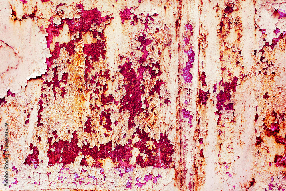 Fototapeta premium Colored rusty iron metal wall texture background