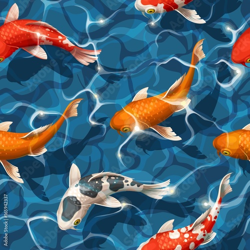 Seamless koi carps