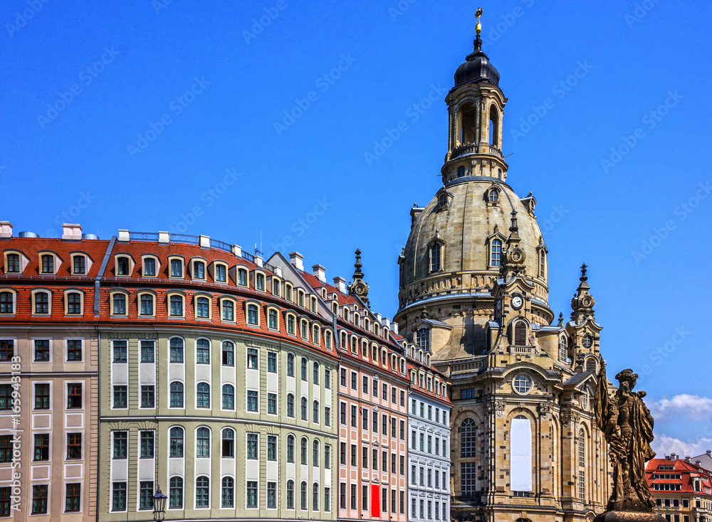 Dresden, Germany. Frauenkirche Cathedral church architectural view