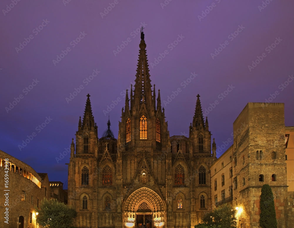 Cathedral of the Holy Cross and Saint Eulalia in Barcelona. Spain 