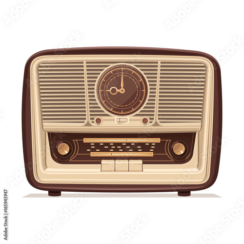 Radio retro. Old Radio. Illustration of an old radio receiver of the last century. Vector illustration.