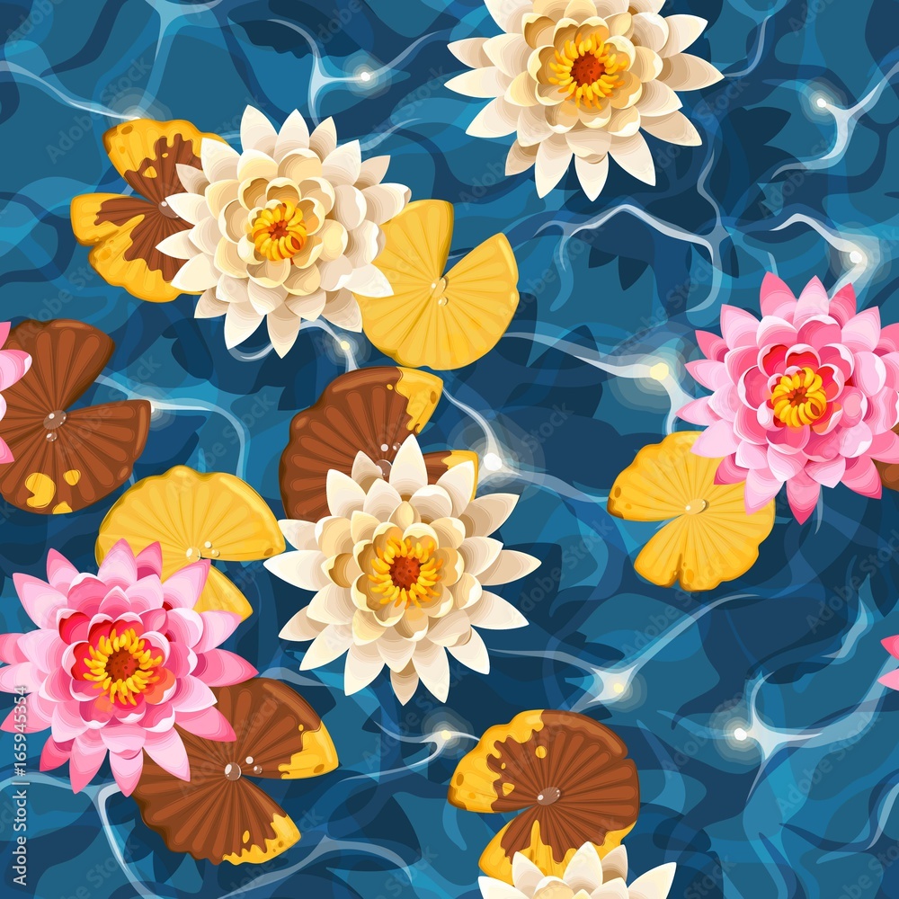 Seamless carps and lotus Seamless carps and lotus