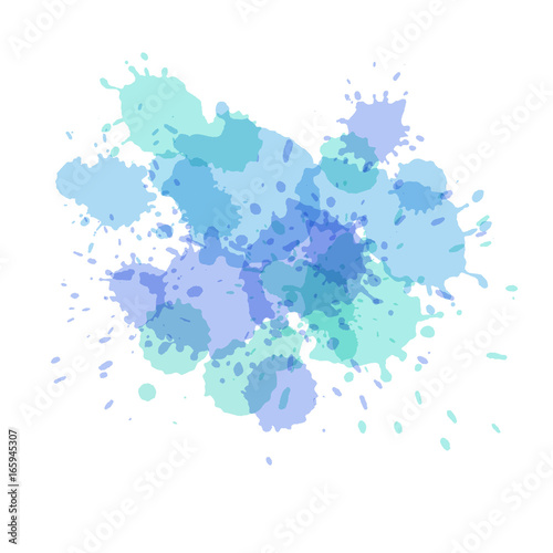 Watercolor splashes. Paint vector splat. .Stains grunge texture. Isolated on white background. Light holographic colors