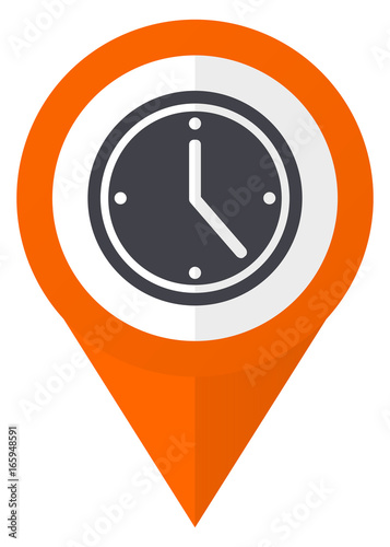 Time orange pointer vector icon in eps 10 isolated on white background.