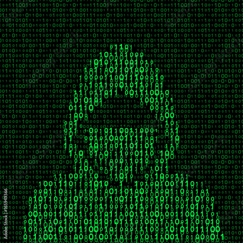 hacker on binary code background