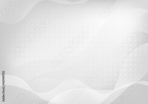 Abstract white curve on gray background with soft light and halftone. Vector illustration