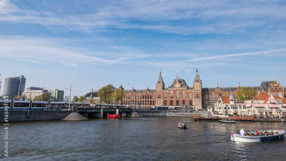 Amsterdam city skyline timelapse at Amsterdam Central Station, Amsterdam, Netherlands, 4K Time Lapse Amsterdam city skyline timelapse at Amsterdam Central Station, Amsterdam, Netherlands, 4K Time Lapse