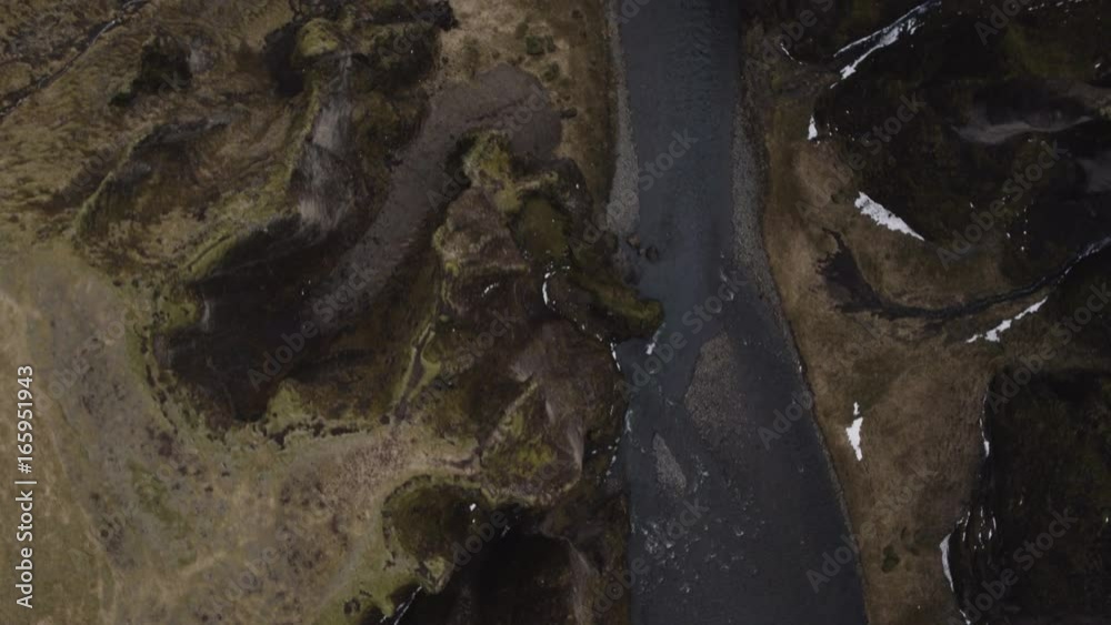 Overhead aerial, river in Iceland Overhead aerial, river in Iceland