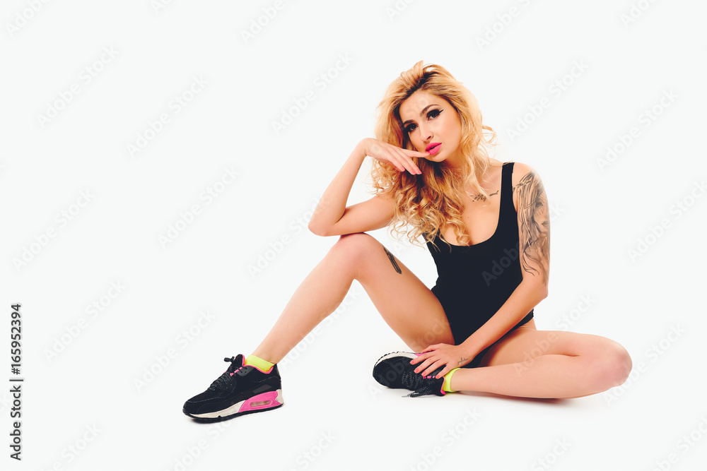Beautiful sexy girl with tattoo isolated Beautiful sexy girl with tattoo isolated