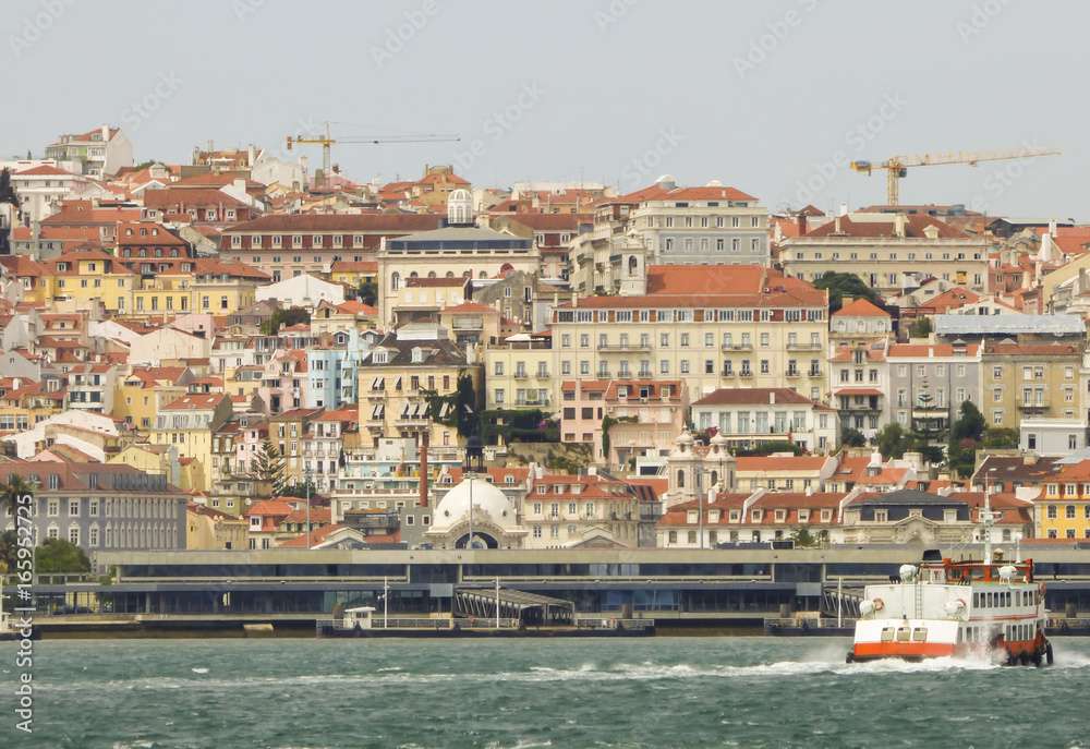 Lisbon's cityscape and the river Tagus viewed from Cacilhas, Almada