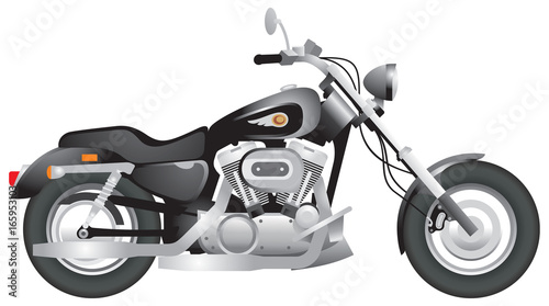 Chopper, custom motorcycle, bikers' modified bike realistic vector illustration