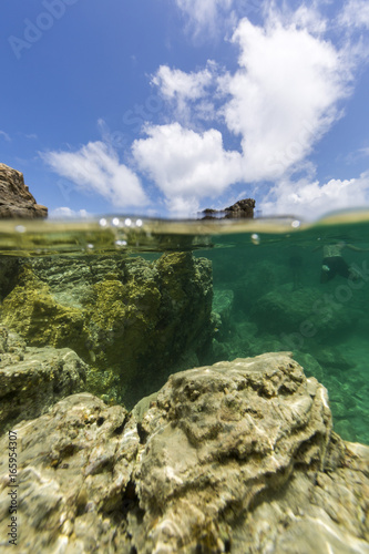 Under water caribbean sea, ocean from St Martin, St Maarten