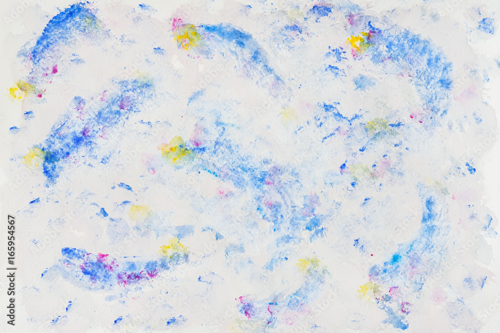 Fototapeta premium Abstract watercolor hand drawn image, painting with spray, spots, splashes with paper texture. Modern pattern, wallpaper, banner design