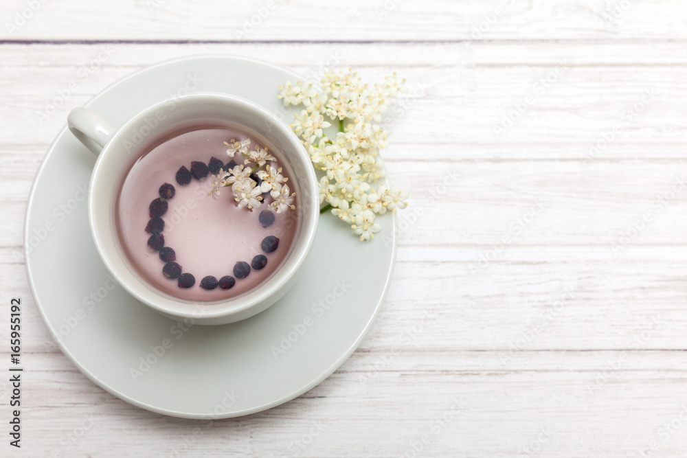 Elderberry (Sambucus nigra) infusion in water Elderberry (Sambucus nigra) infusion in water