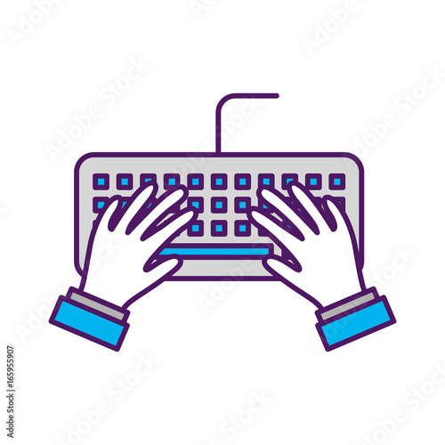 user with computer keyboard isolated icon