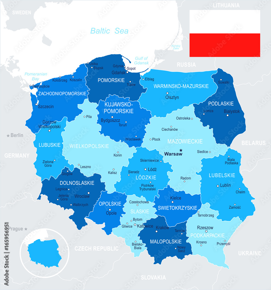 Obraz premium Poland - map and flag illustration