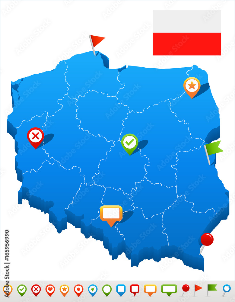 Obraz premium Poland - map and flag illustration