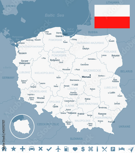 Fototapeta Polska - mapa i ilustracja flagi