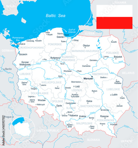 Fototapeta Polska - mapa i ilustracja flagi